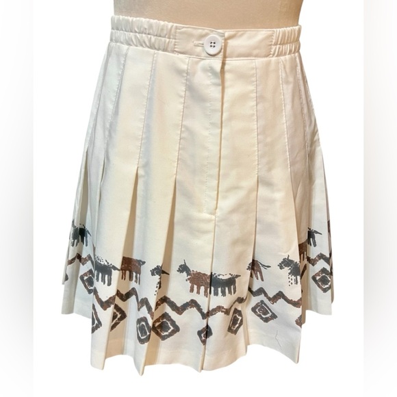 Vintage Natty California 90s Cotton Pleated Tribal/Primal Mini Skirt - Picture 2 of 3